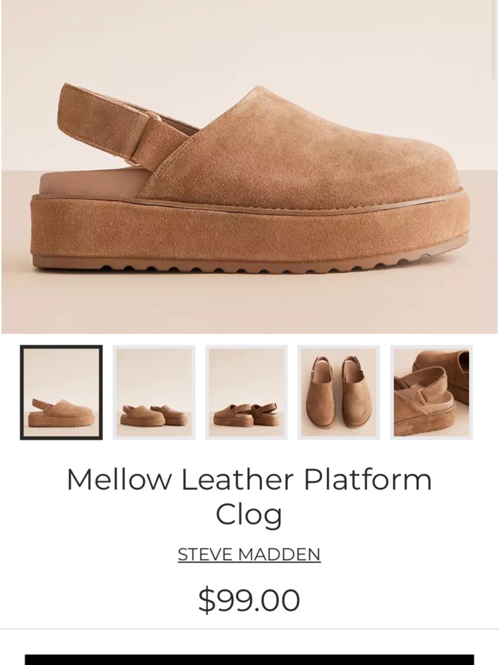 Steve Madden Suede Platform Slingback Clog in Camel